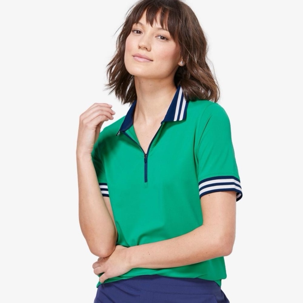 Vineyard Vines Palmero Zip-Placket Short Sleeve Preppy Polo Top Size Sma…